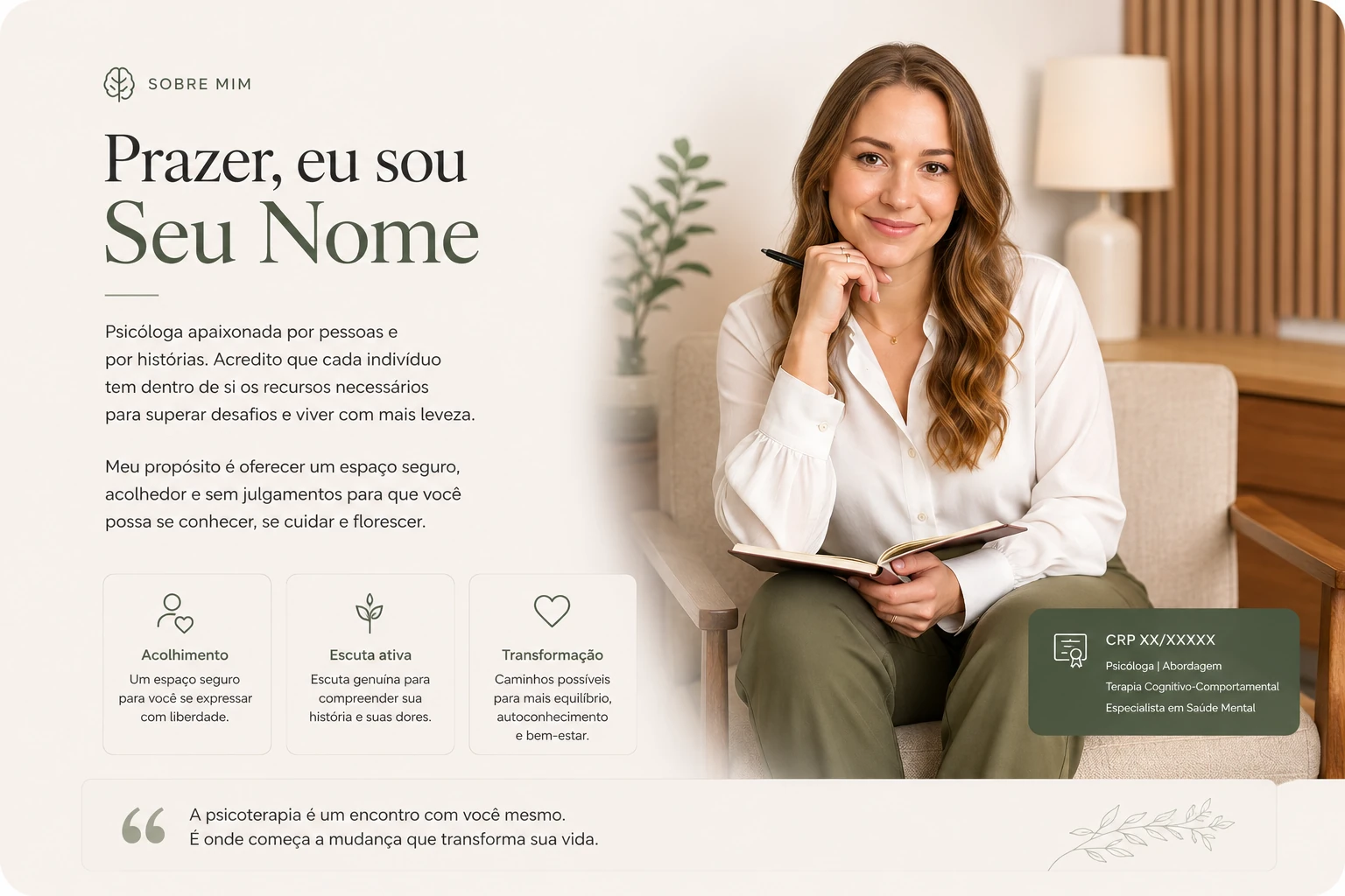 Prévia da seção Sobre Mim