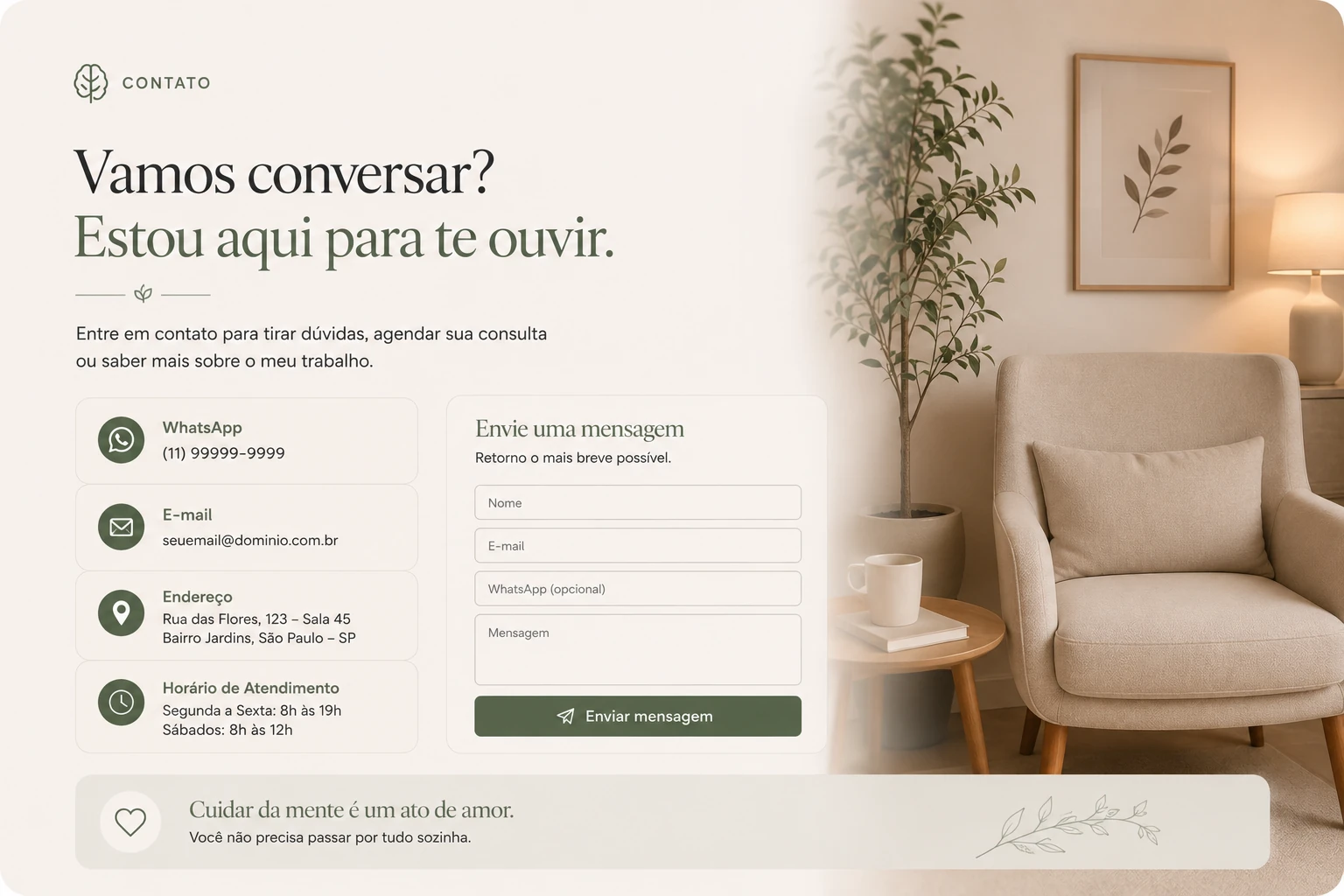 Prévia da seção Contato